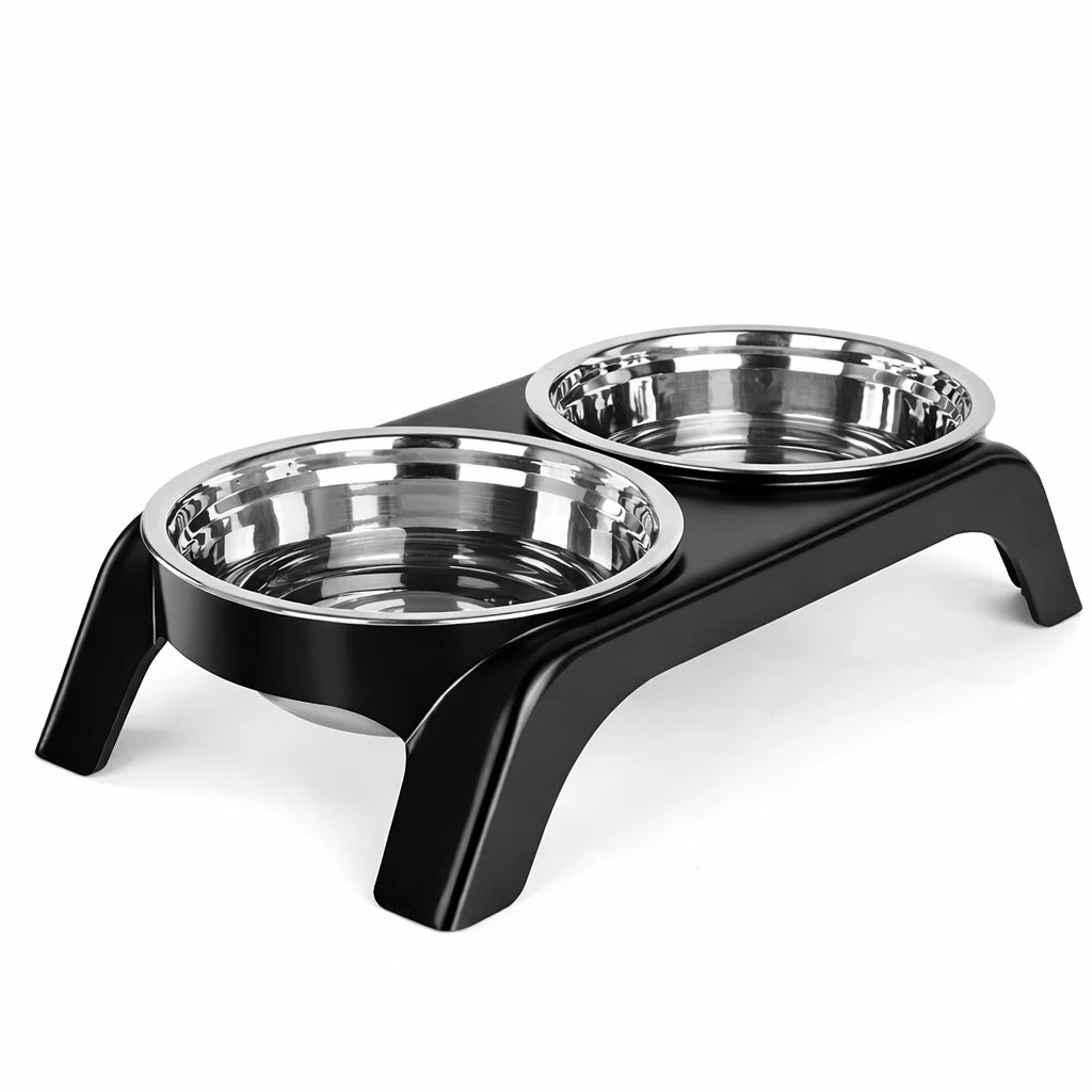 Gamelle Réglable Double – Support Surélevé Ergonomique Et Bols Inox