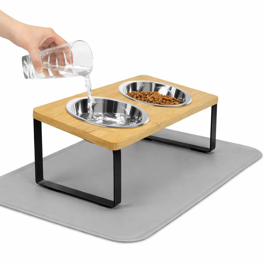 Gamelle Réglable Pour Chien En Bois